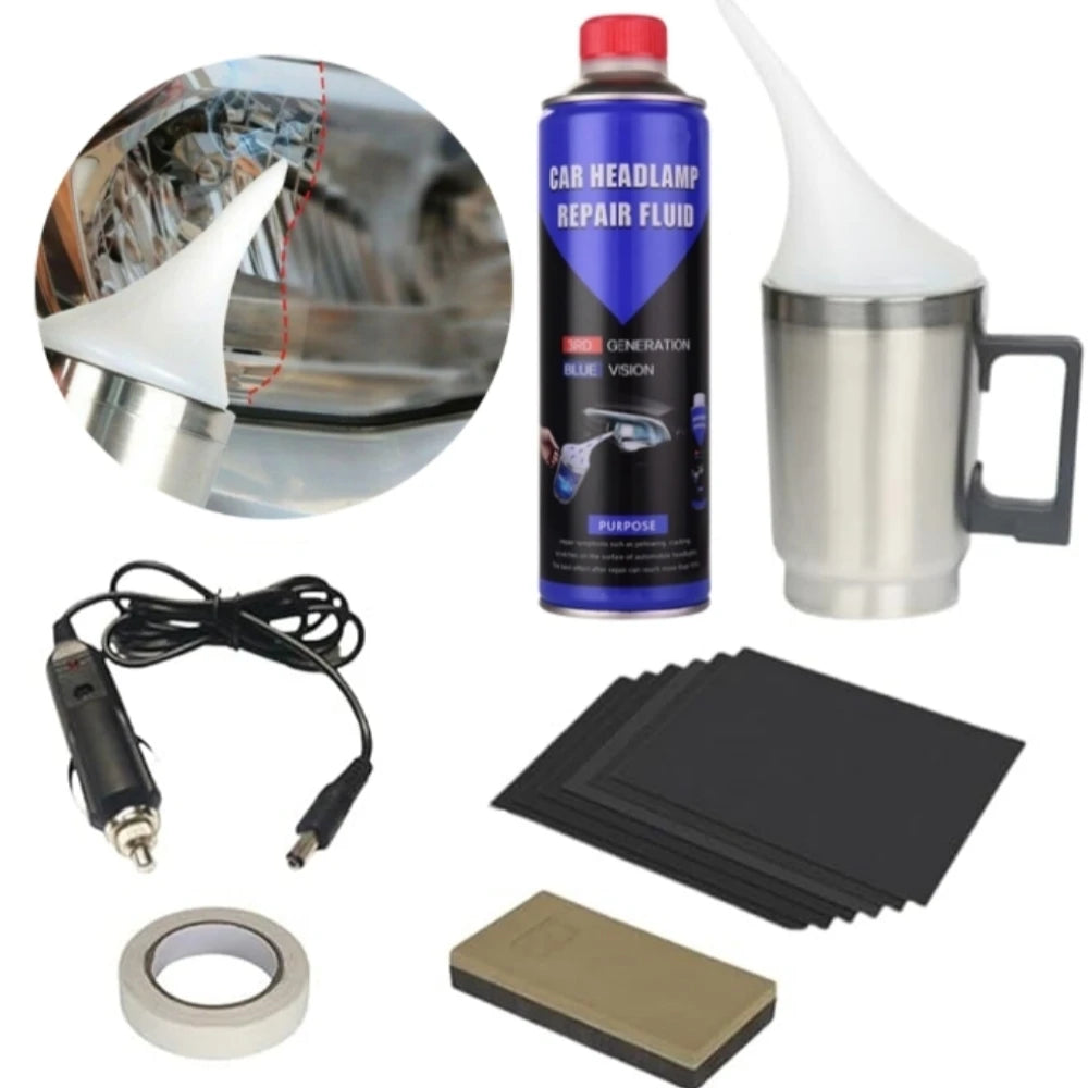 Car Headlight Repair Kit With Chemical Polish Tools