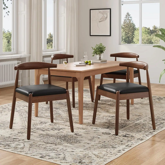 Farini Mid Century Modern Dining Chairs With Solid Wood Legs
