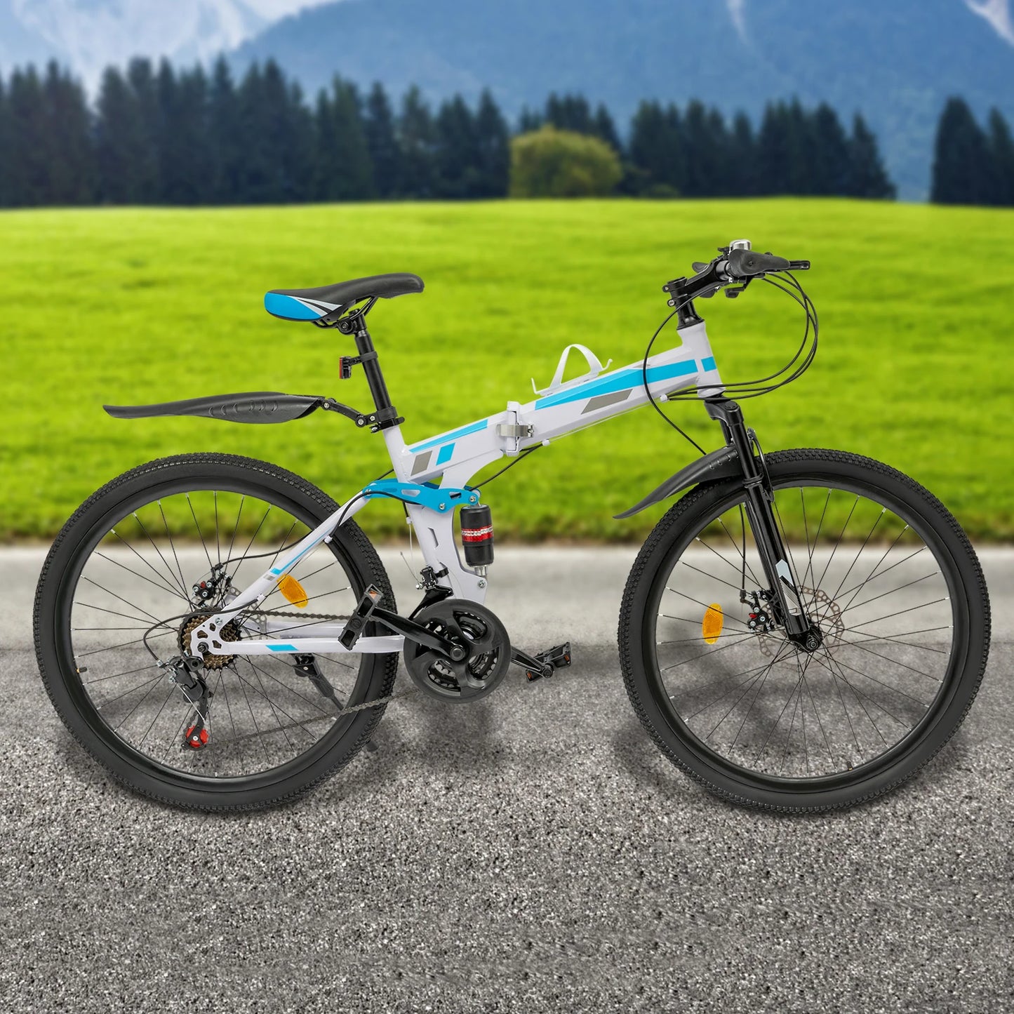 Folding Mountain Bike 21 Speed Steel Dual Disc Brakes