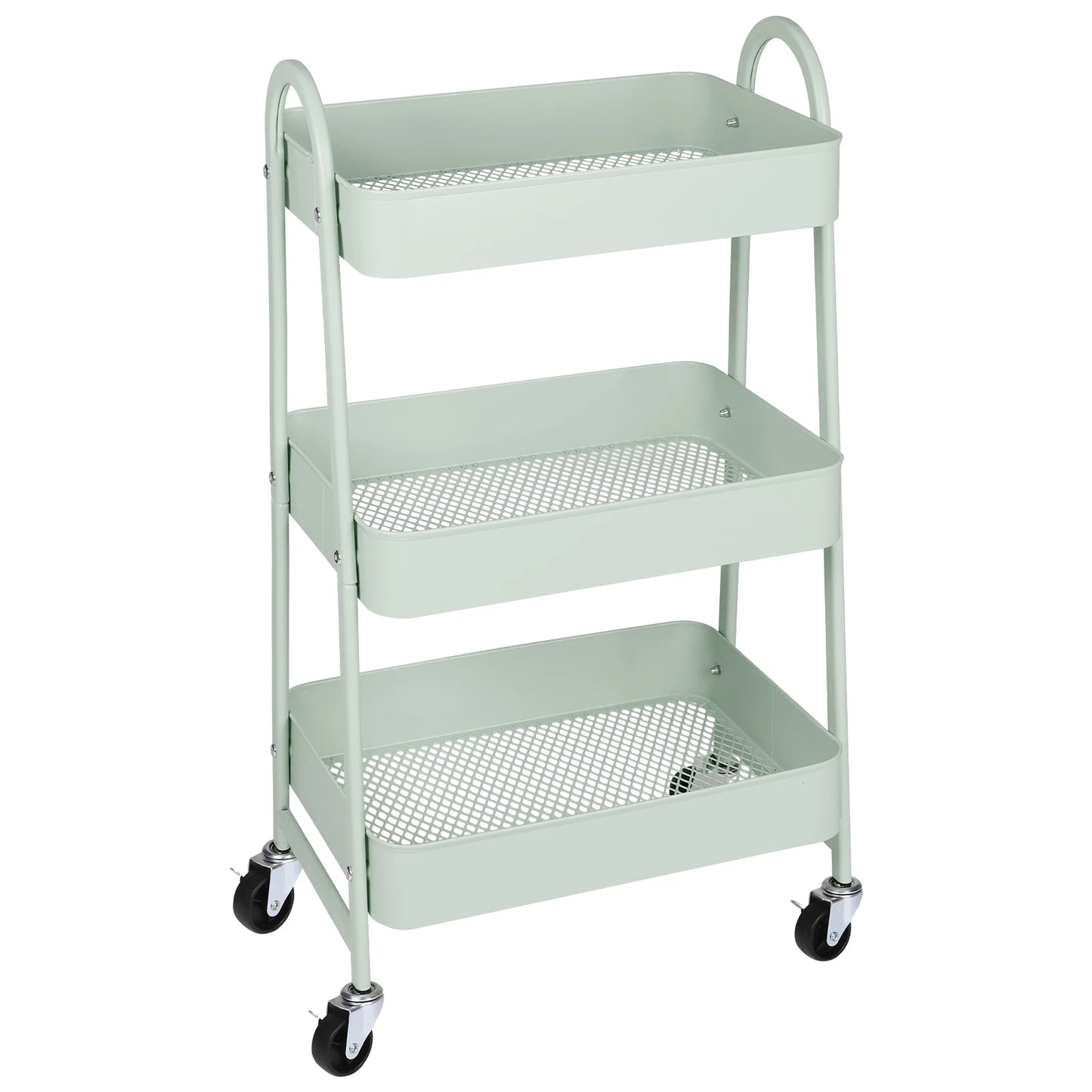 JHK 3 Tier Metal Rolling Storage Cart With Lockable Wheels