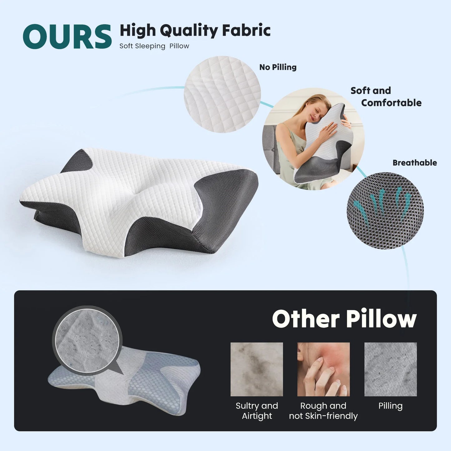 JHK Ergonomic Cervical Neck Memory Foam Pillow