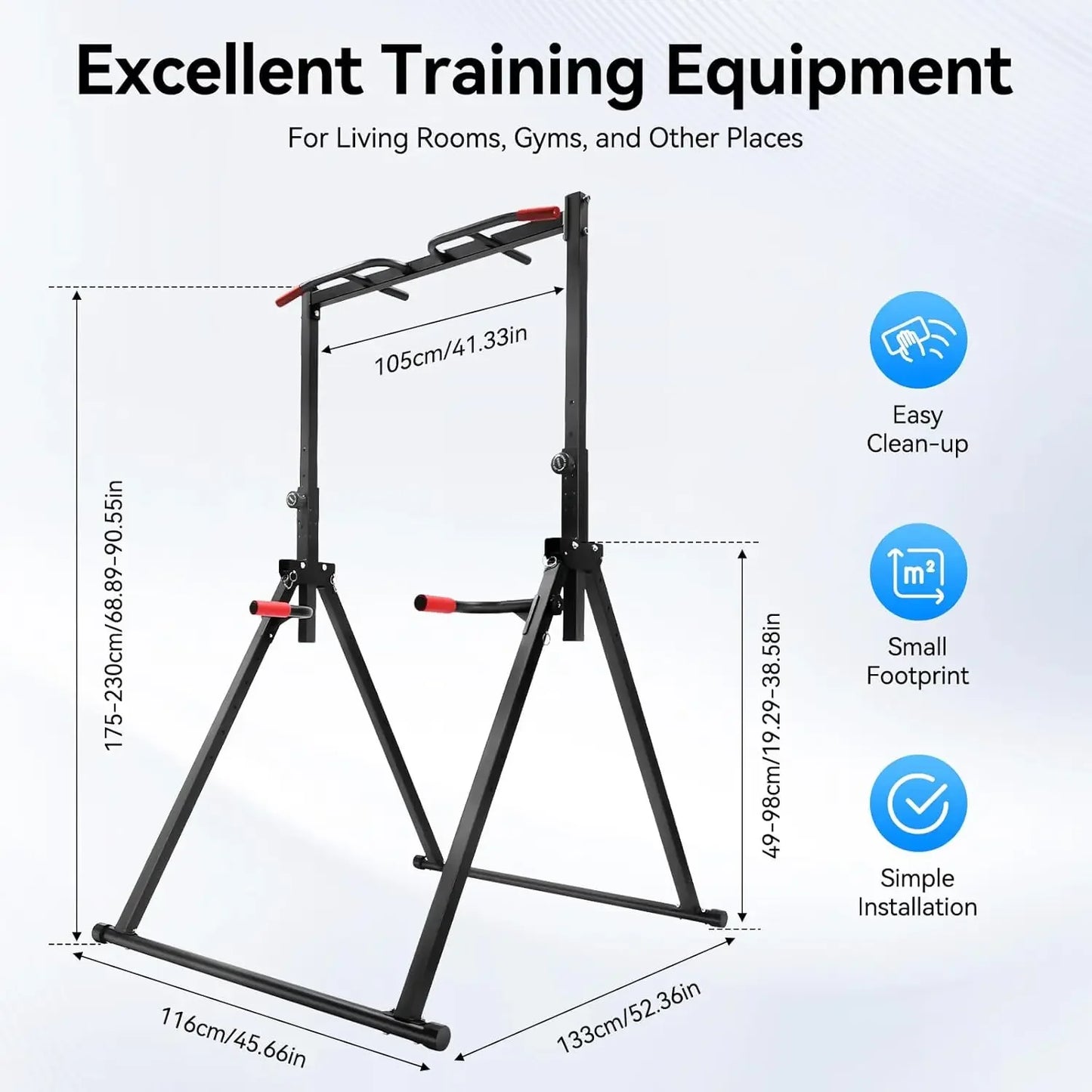 Height Adjustable Pull Up Bar Dip Station Power Tower Workout Chin Up Gym Equipment