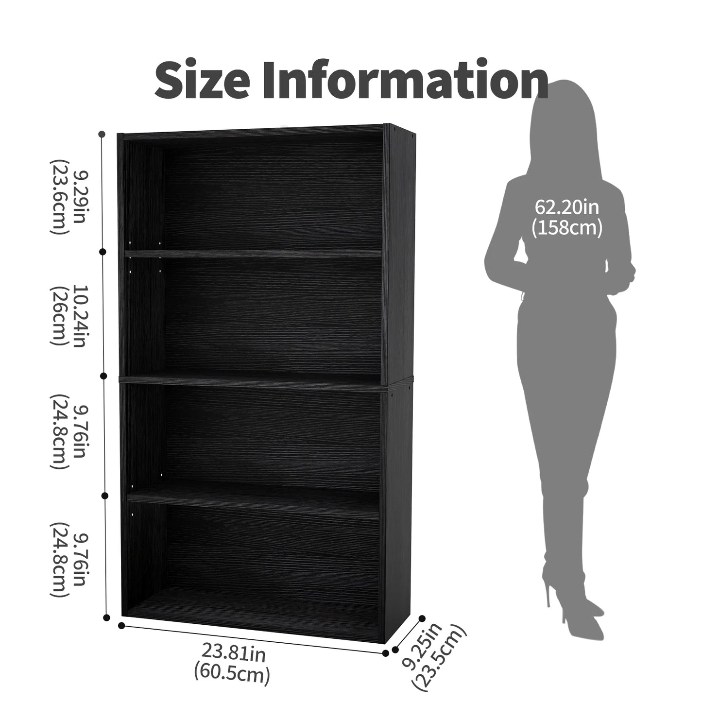 JHK Modern Wooden Floor Standing Bookcase Home Office Storage