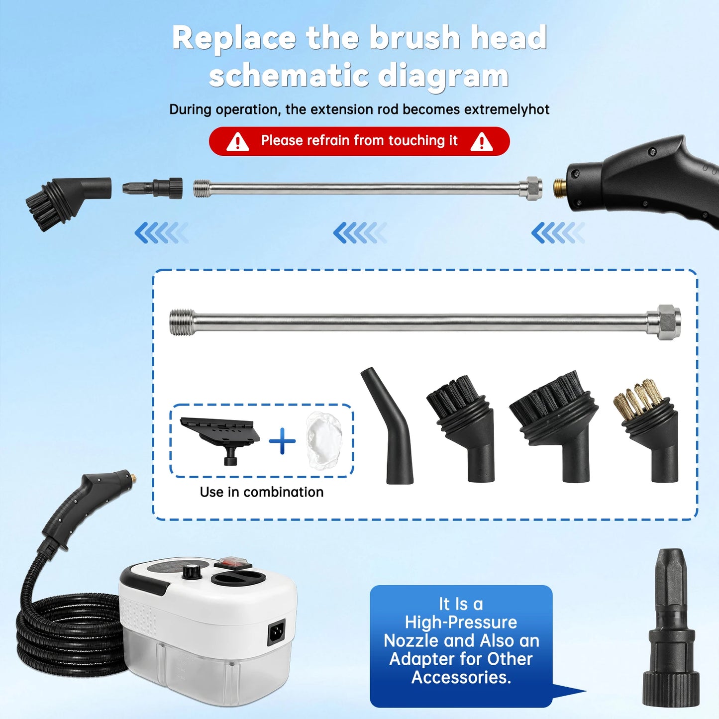 2500W High Temperature Handheld Steam Cleaner With US Plug
