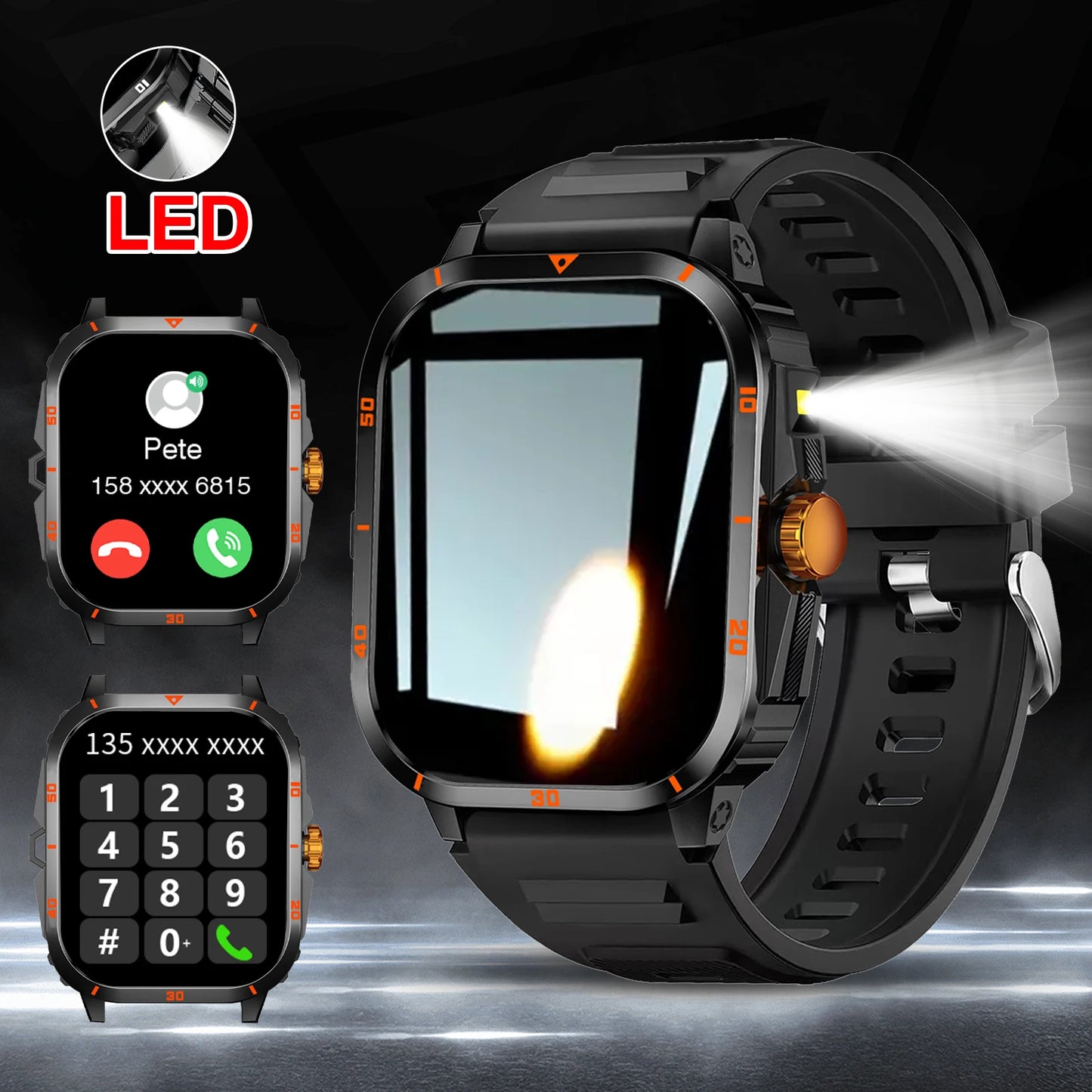 Smart Watch Wireless Bluetooth Calling Sports Fitness Tracker With Flashlight
