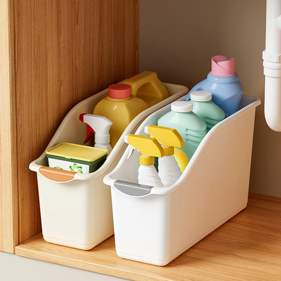 Plastic Under Sink Organizer With Wheels For Kitchen Cabinet Storage