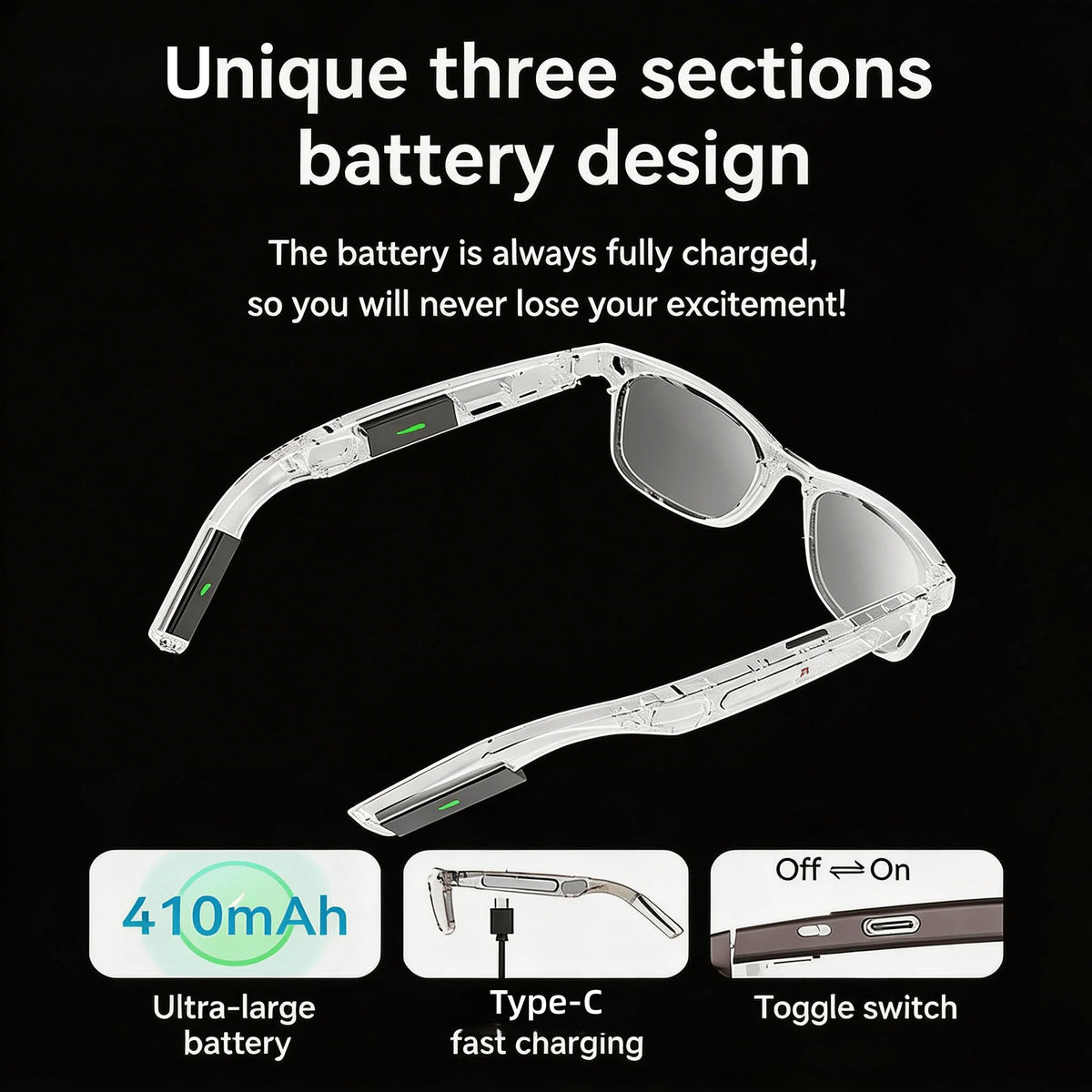 W&O 4K AI Camera Glasses With Translation And Open Ear Audio