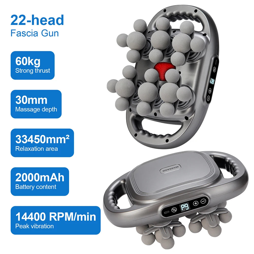 Iebilif 22 Heads Fascia Gun Deep Tissue Muscle Massager Wireless