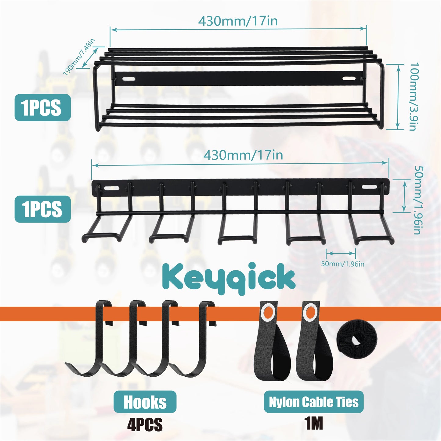 Heavy Duty Multi-Function Double Layer Wall Mount Tool Rack