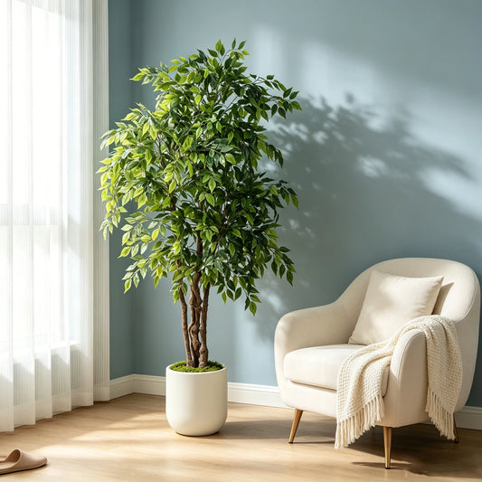 Olitree Artificial Ficus Tree With Planter For Home Decor