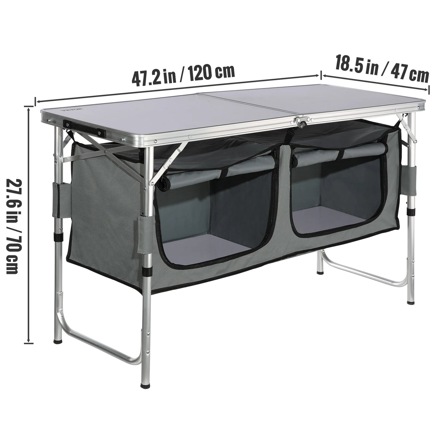 SucceBuy Foldable Camping Kitchen Table With Grilling Rack