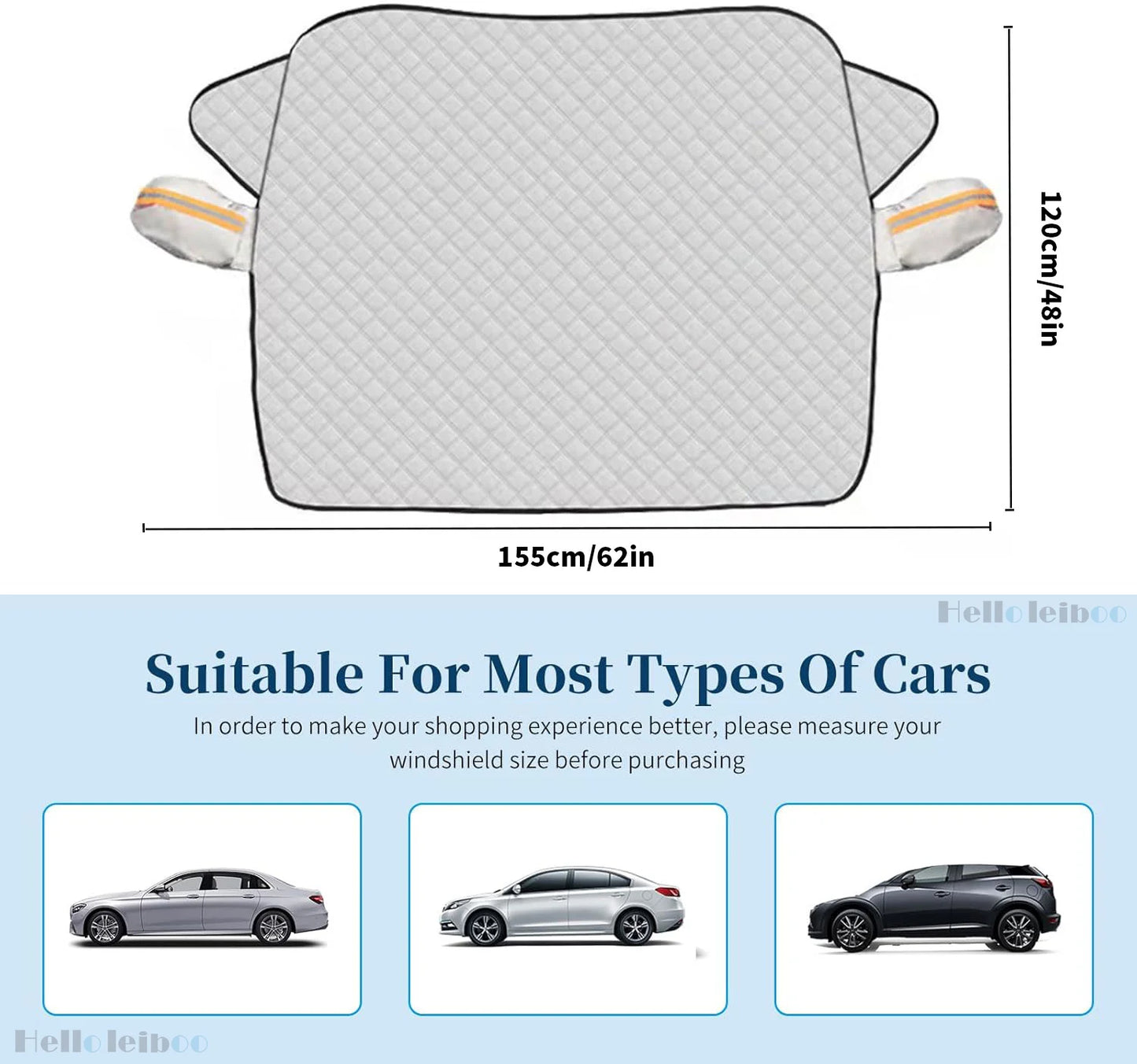 Leiboo Waterproof Magnetic Sunshade Cover For Automobile Windshield Protection