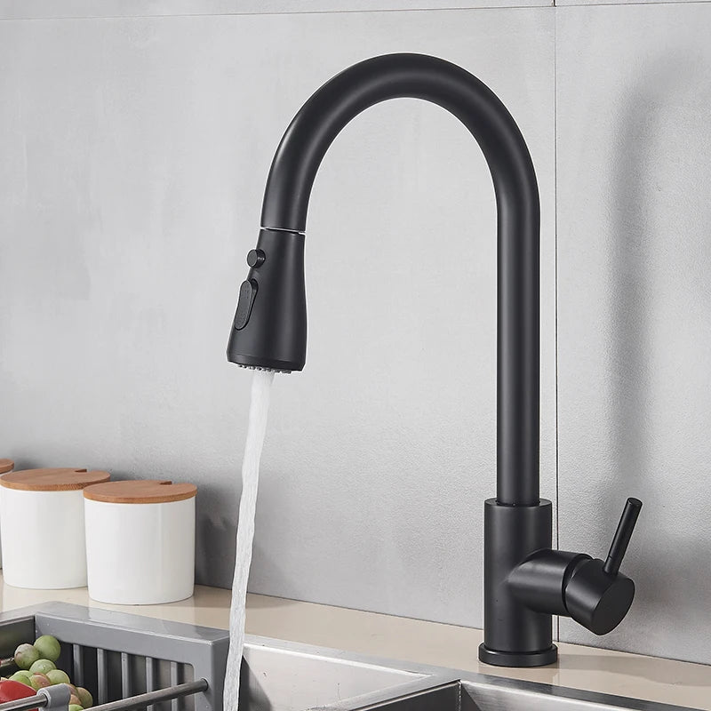 MYQualife Deck Mounted Pull Out Kitchen Sink Faucet
