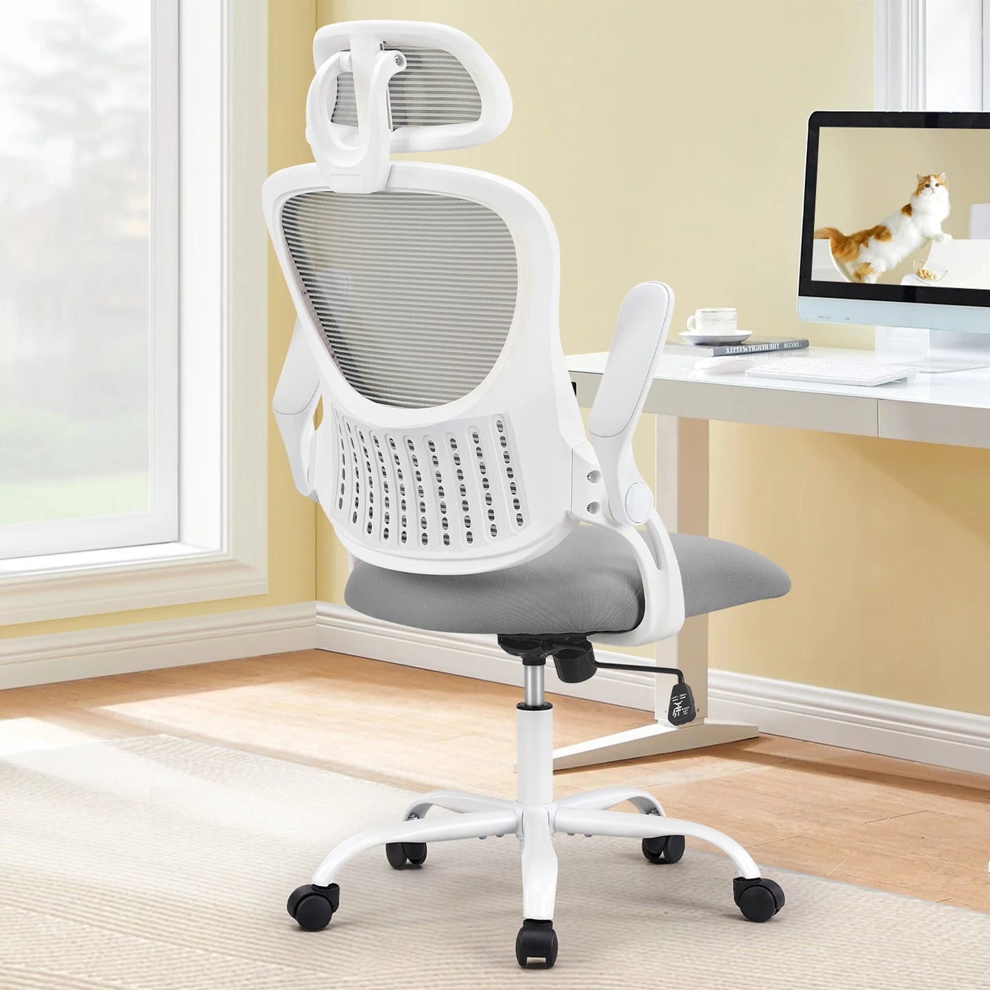 JHK Mesh Ergonomic Office Chair Adjustable Headrest And Lumbar Support