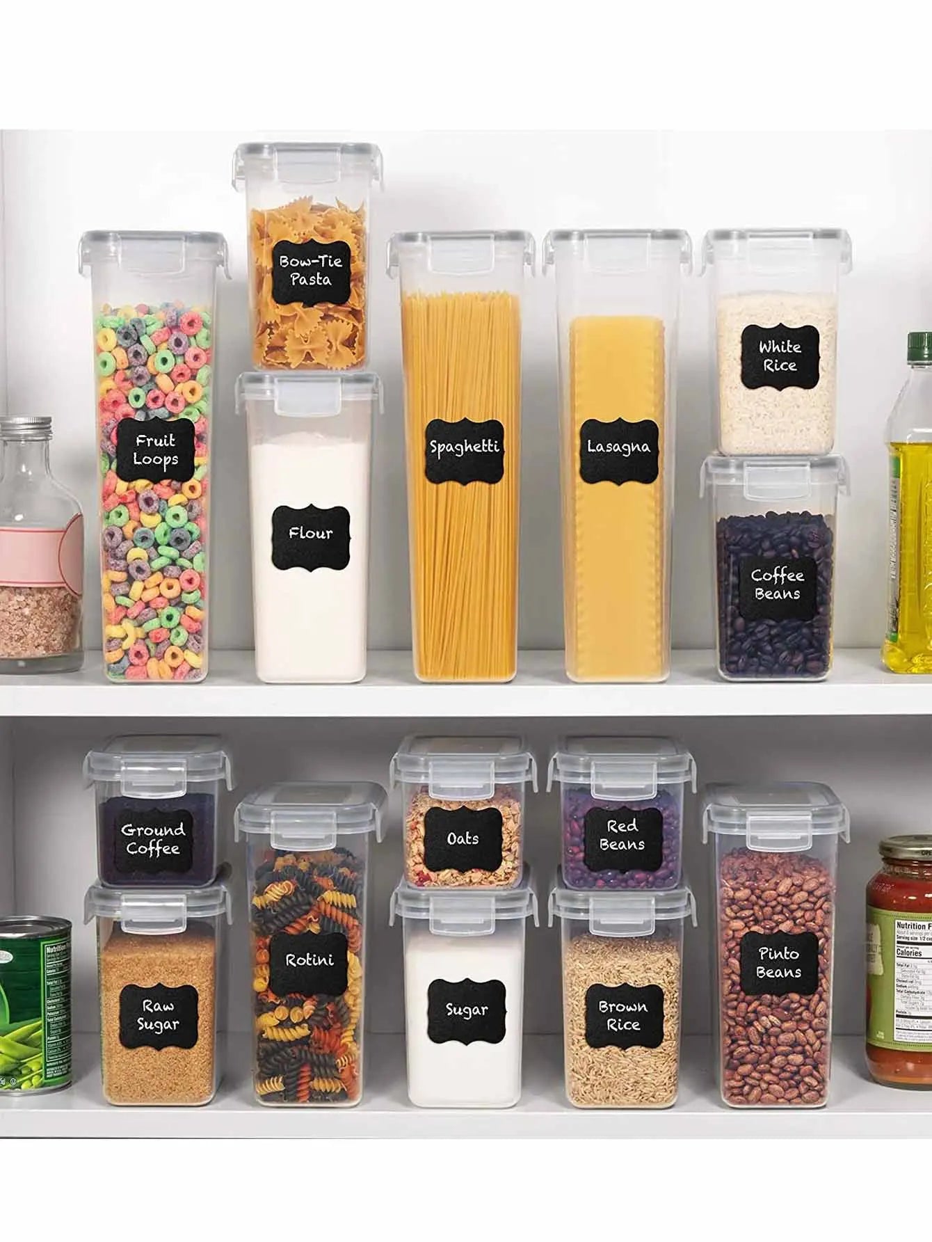 Airtight Food Storage Containers With Labels For Kitchen Organization