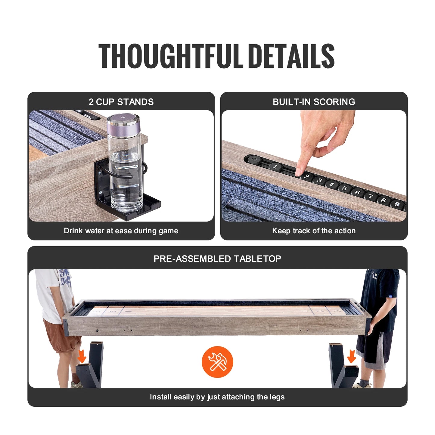 SucceBuy Led Shuffleboard Table With Bowling Combo For Family Games