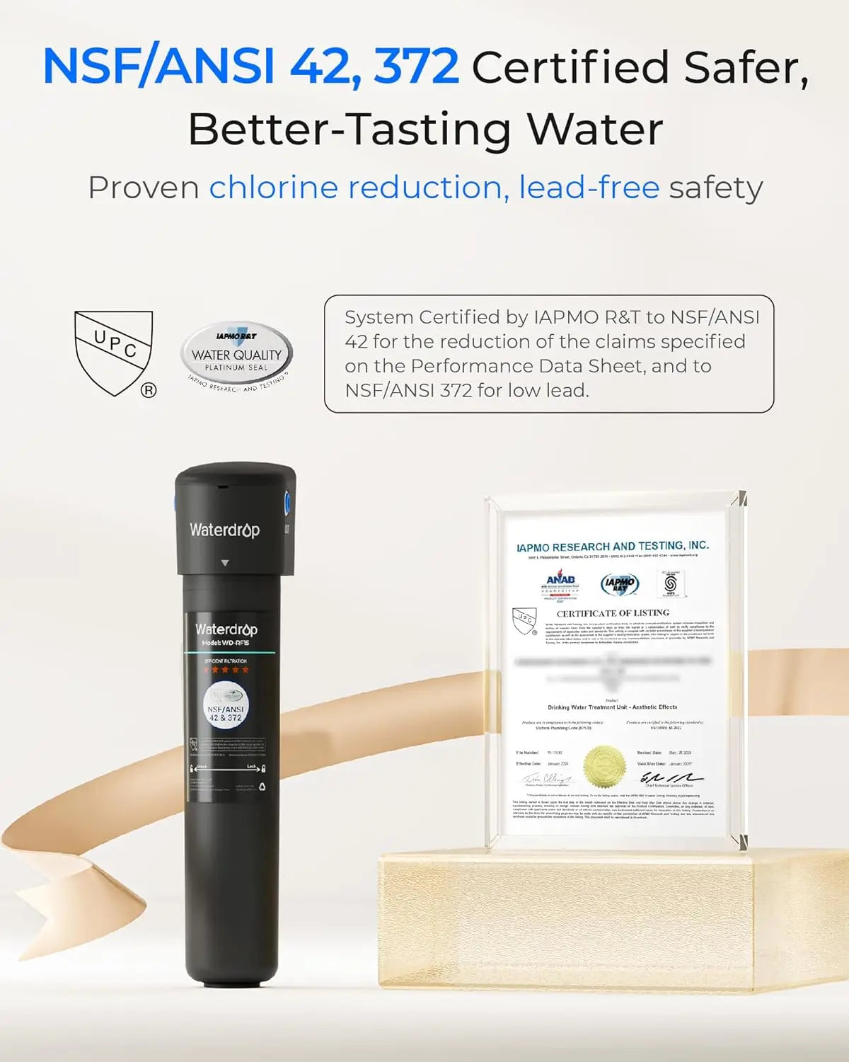 Waterdrop 15UA Under Sink Water Filter Reduces Lead Chlorine