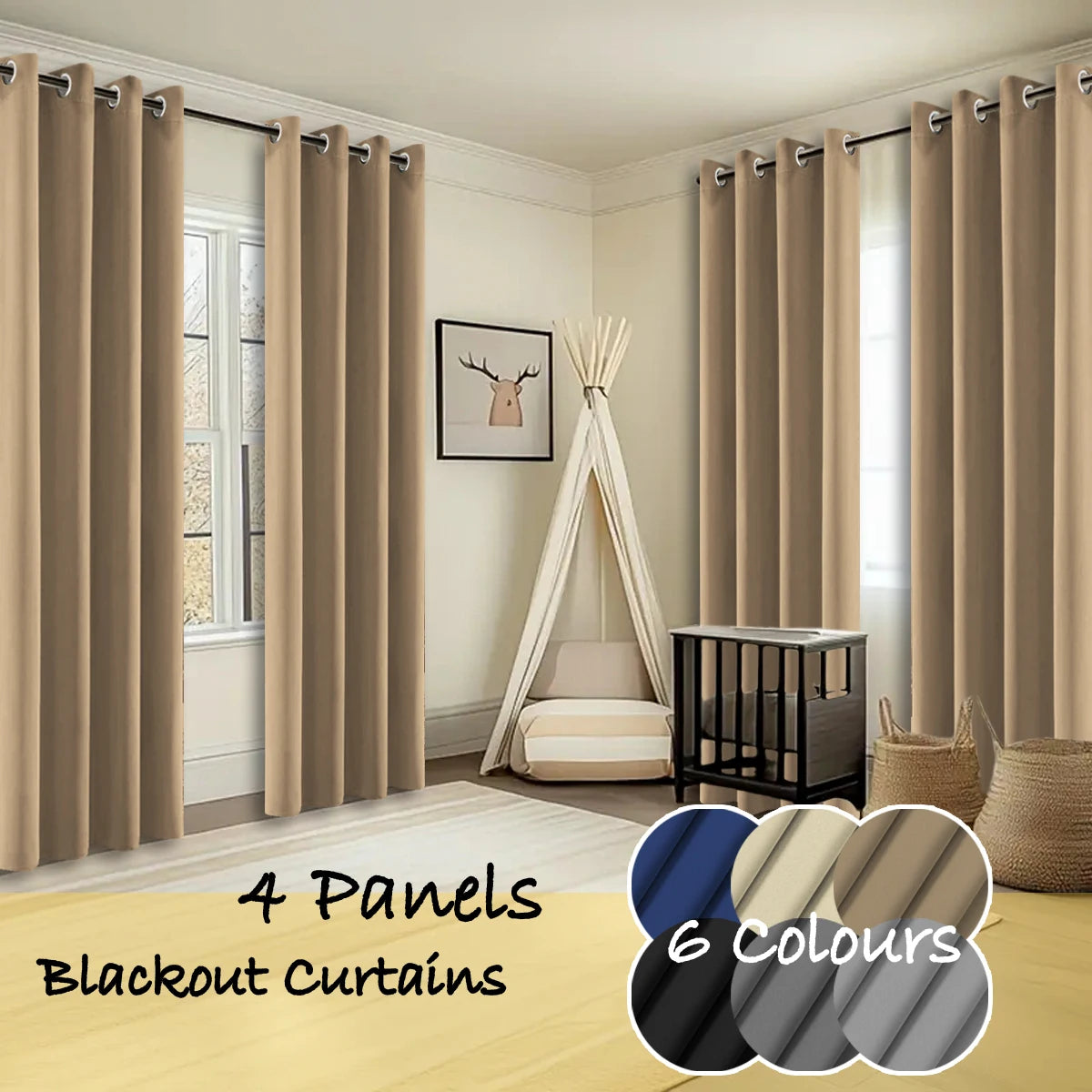Thermal Insulated Blackout Curtains With Ring Top for Bedroom Windows
