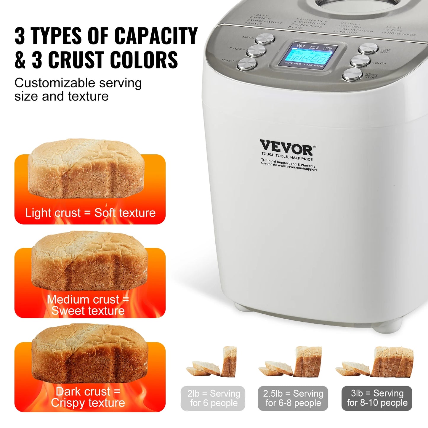 SucceBuy 15-in-1 Automatic Bread Maker With Nonstick Pan