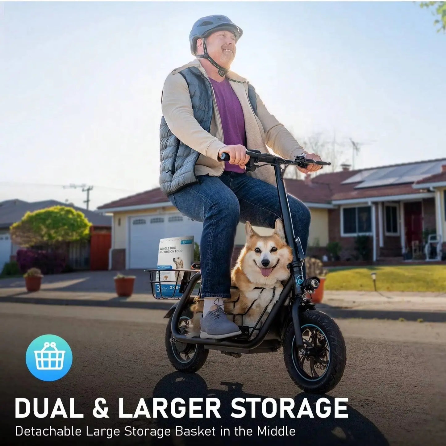 Gyroor Foldable Electric Scooter For Adults With Pet Basket