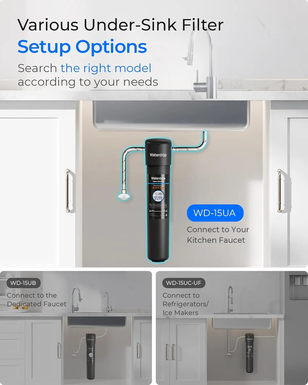 Waterdrop 15UA Under Sink Water Filter Reduces Lead Chlorine
