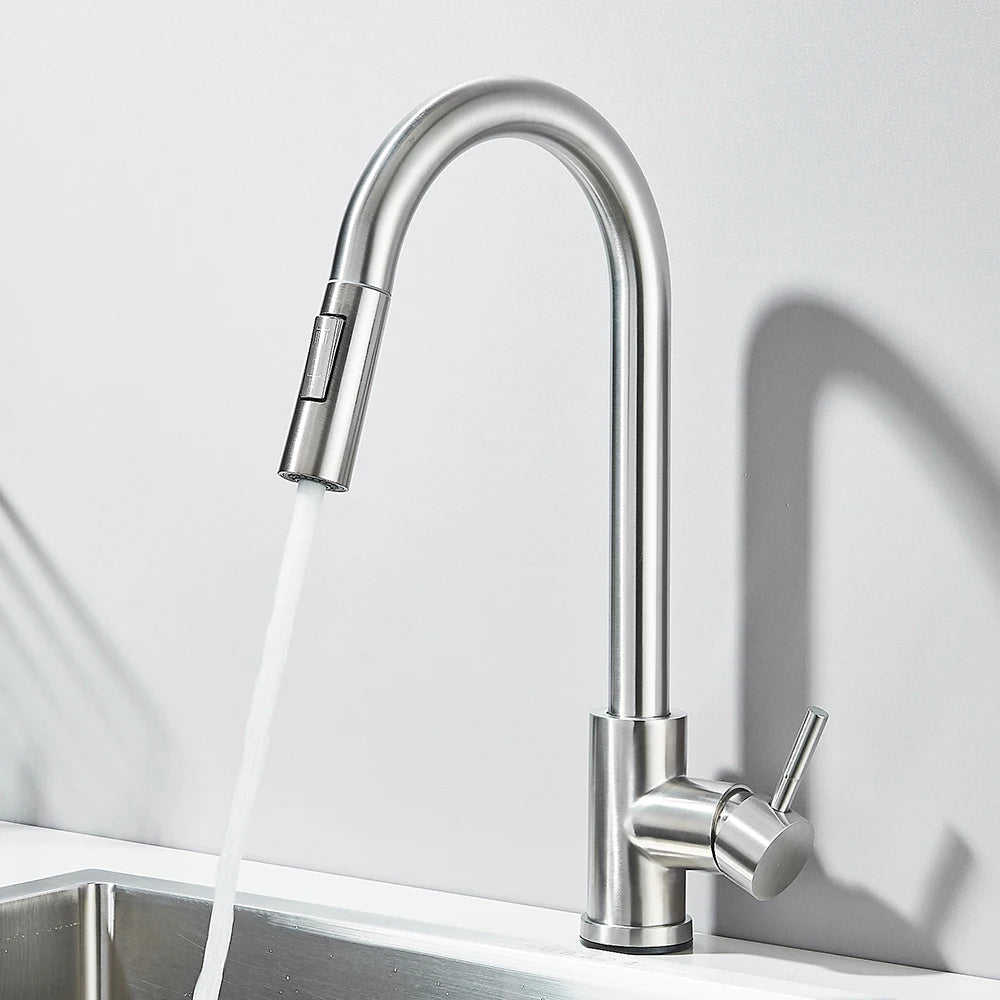 MYQualife Deck Mounted Pull Out Kitchen Sink Faucet