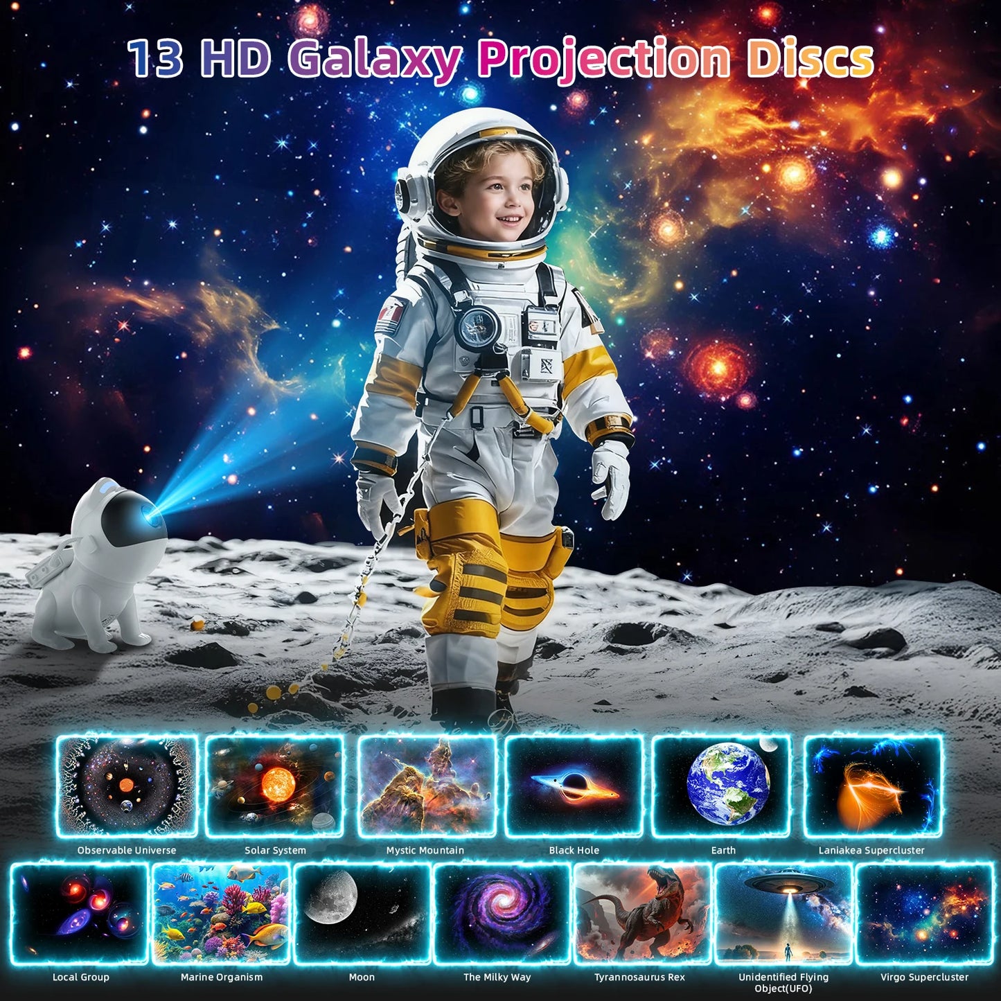 Ausyle Star Projector Night Light With 13 Galaxy Discs For Bedroom Decor