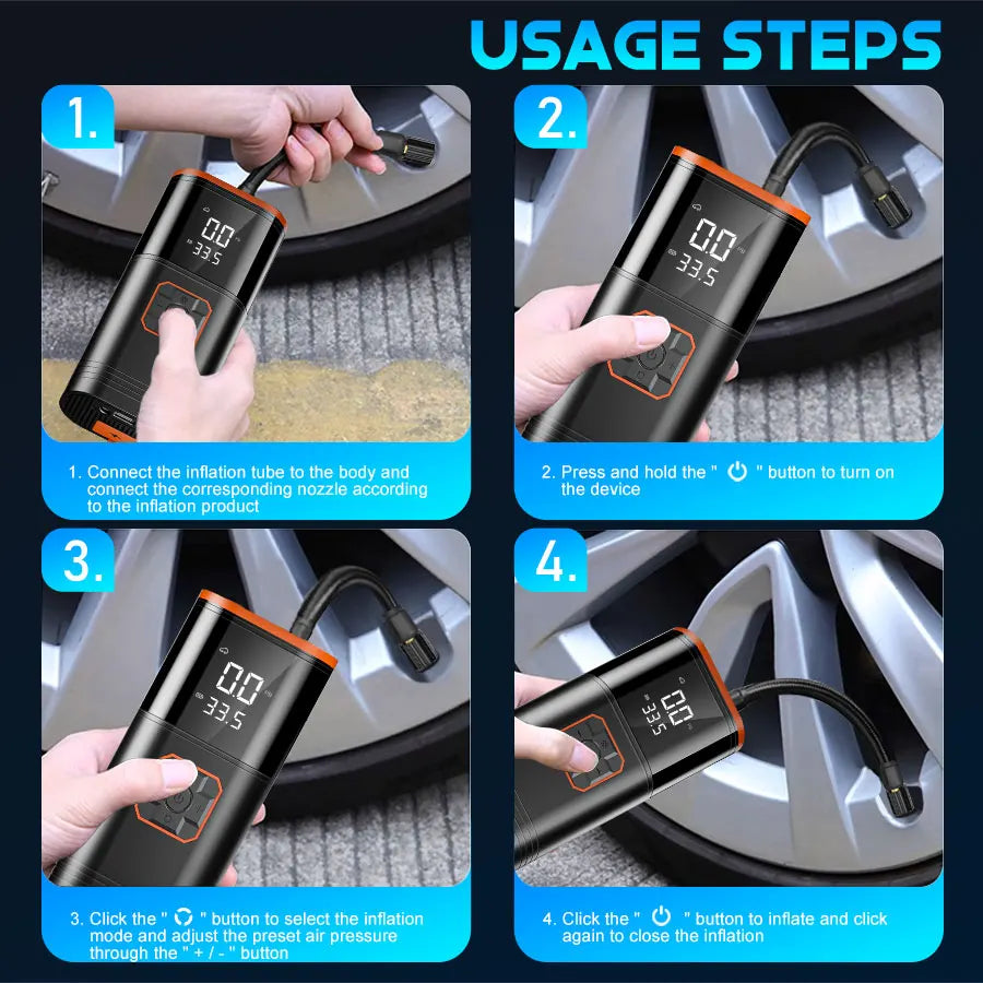 Belibuy Portable Air Compressor 150pspsi Car Tyre Inflator Dual-Cylinder Design