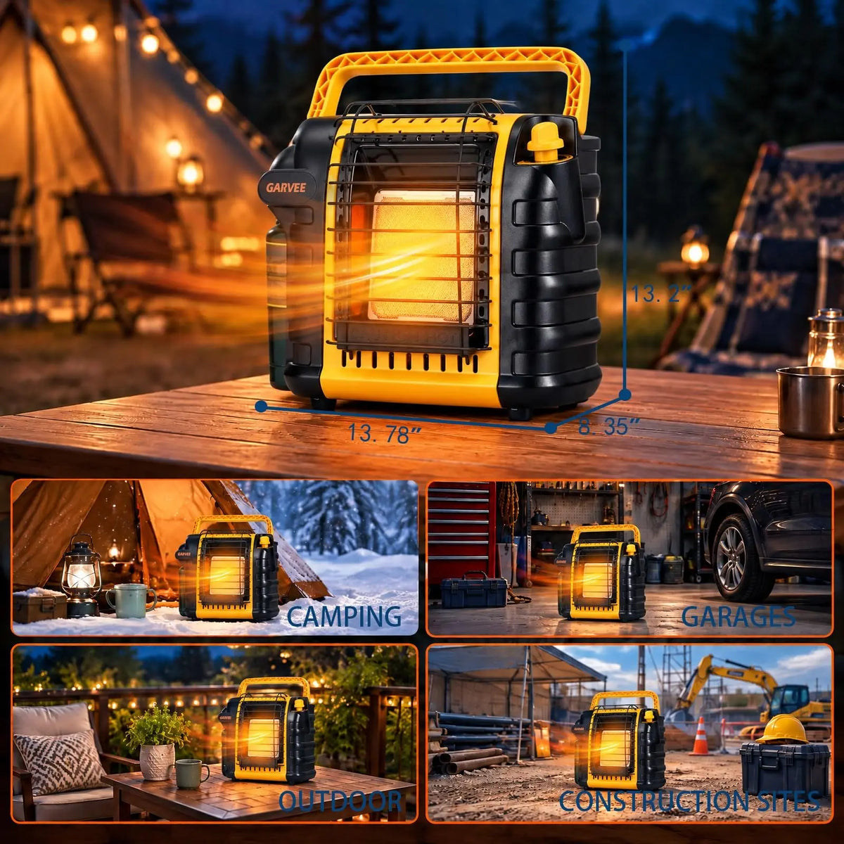 ANIXOL Portable Propane Radiant Heater with ODS Tip Over Protection