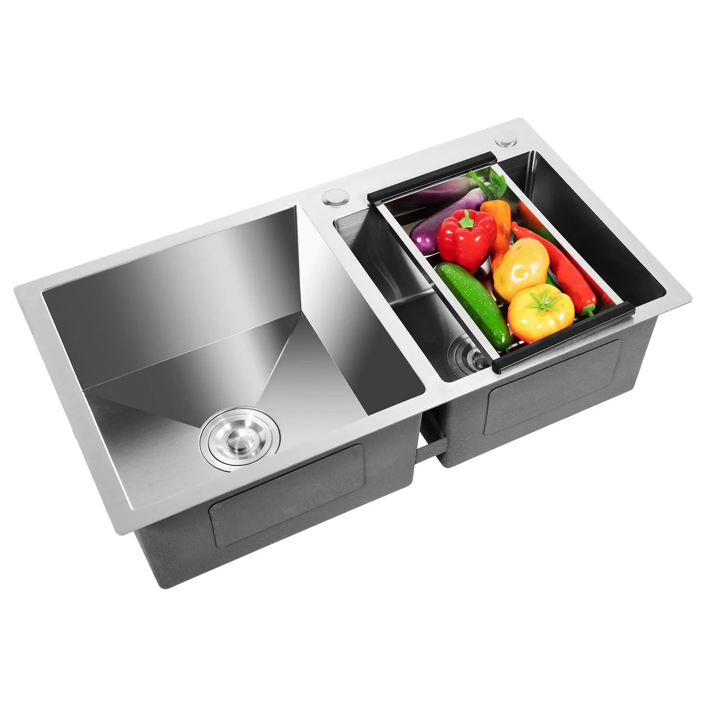 Stainless Steel Double Bowl Drop-in Kitchen Sink Rectangular