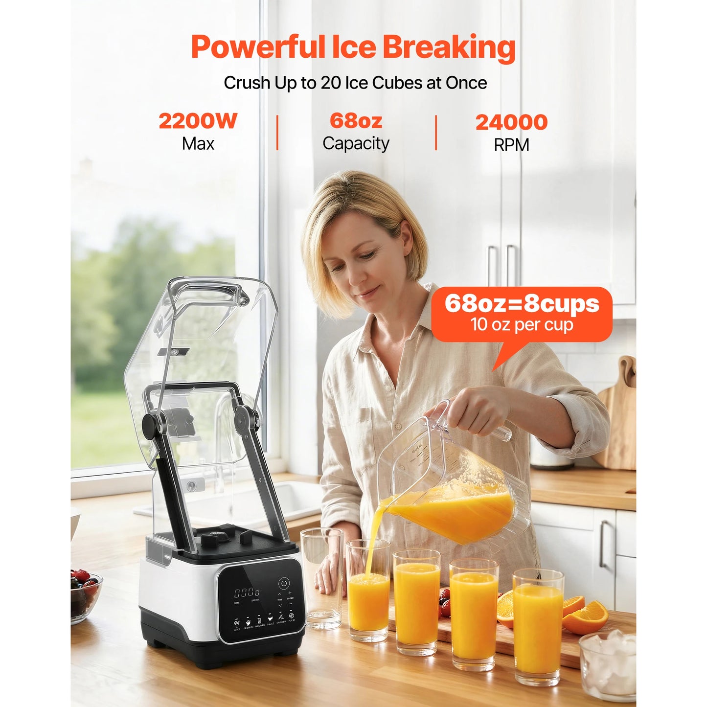 Succebuy 2200 Watt Countertop Blender With Shield For Kitchen Food Processing