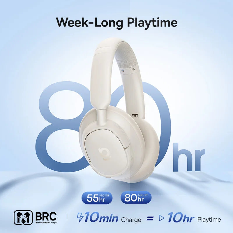 Baseus Wireless Over Ear Headphones Active Noise Cancellation Spatial Audio