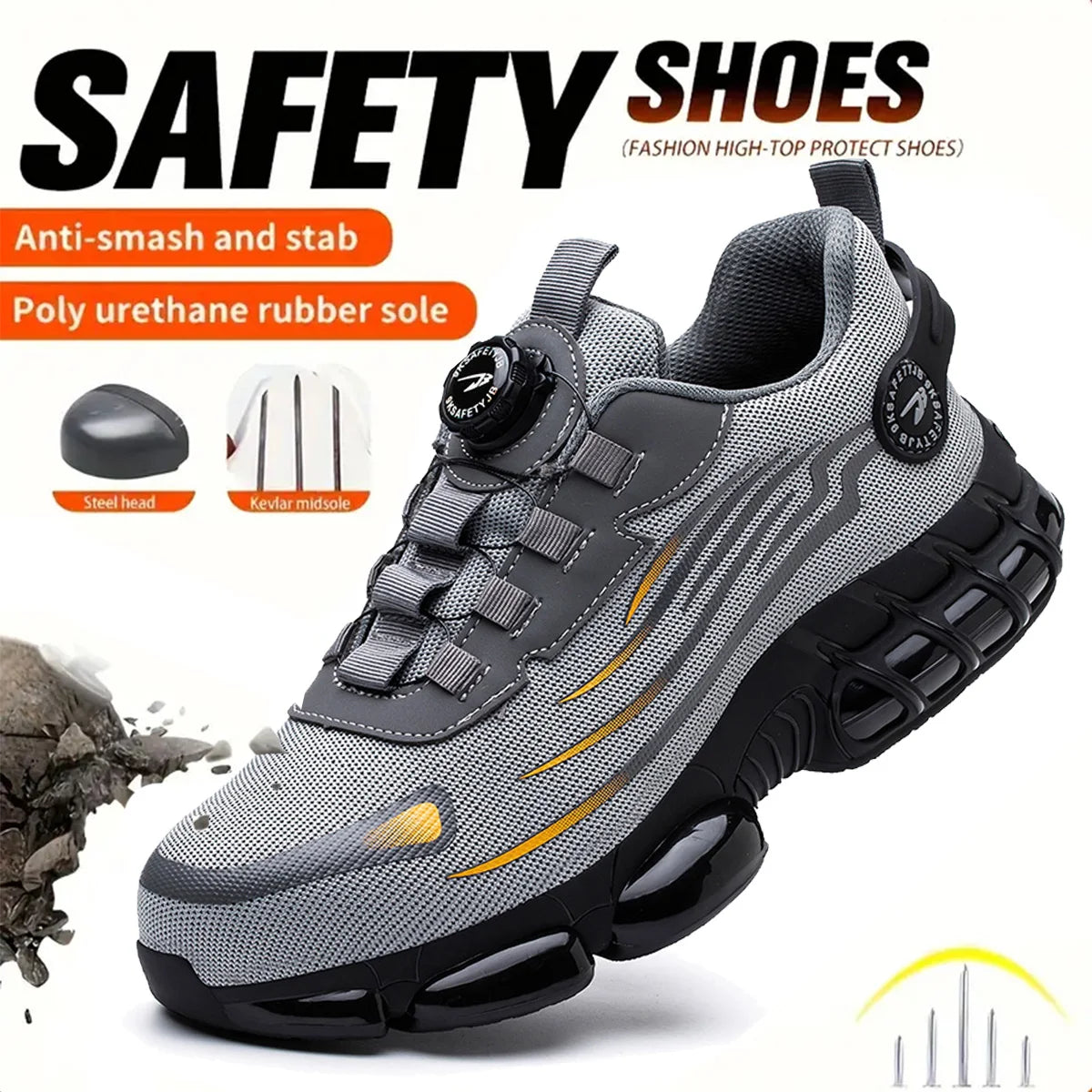 Breathable Soft Sole Anti Smash Anti Puncture Safety Work Shoes