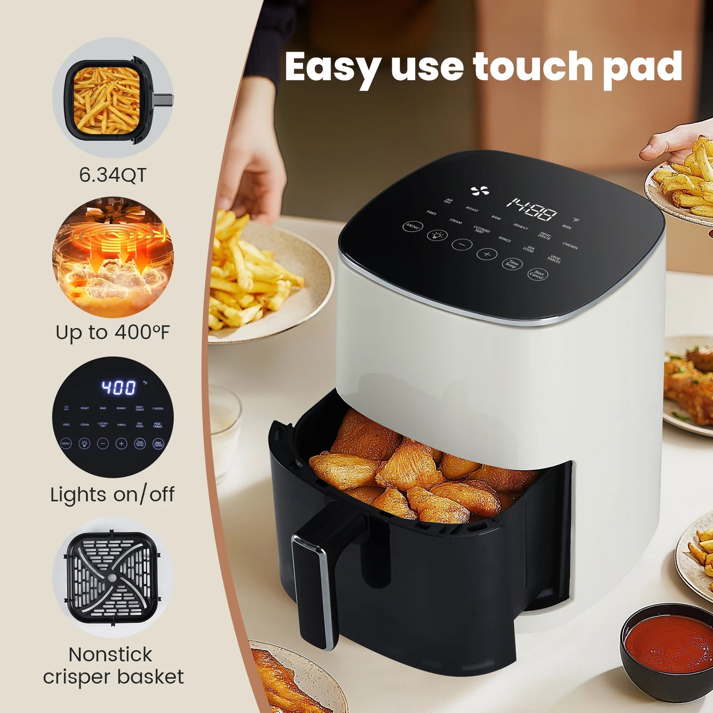 Jhk 6 Quart Electric Air Fryer With Window