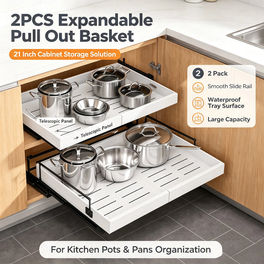 Heavy-Duty Expandable Cabinet Organizer Adjustable Stainless Steel