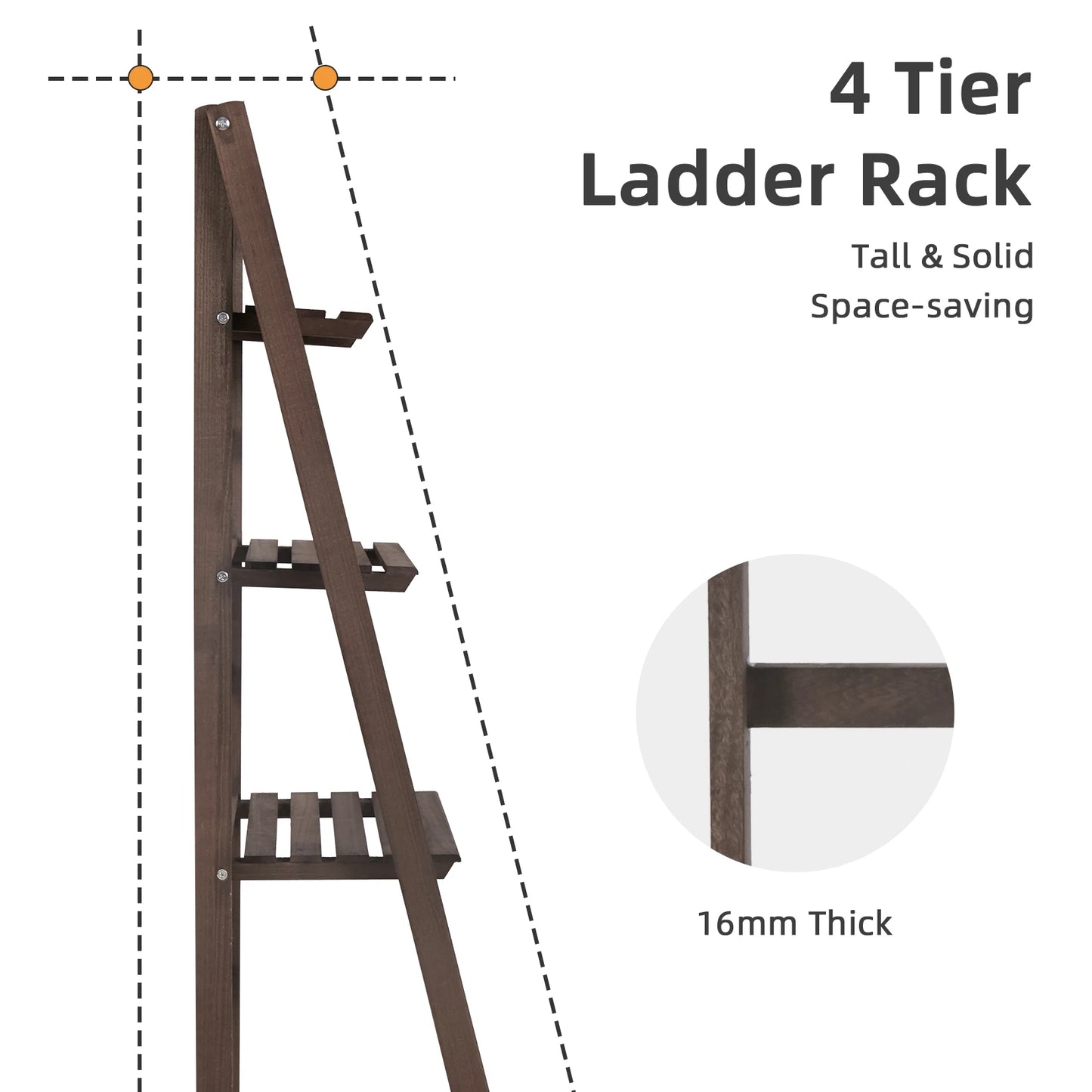 Multi Tier Folding Wood Ladder Shelf Indoor Storage Rack