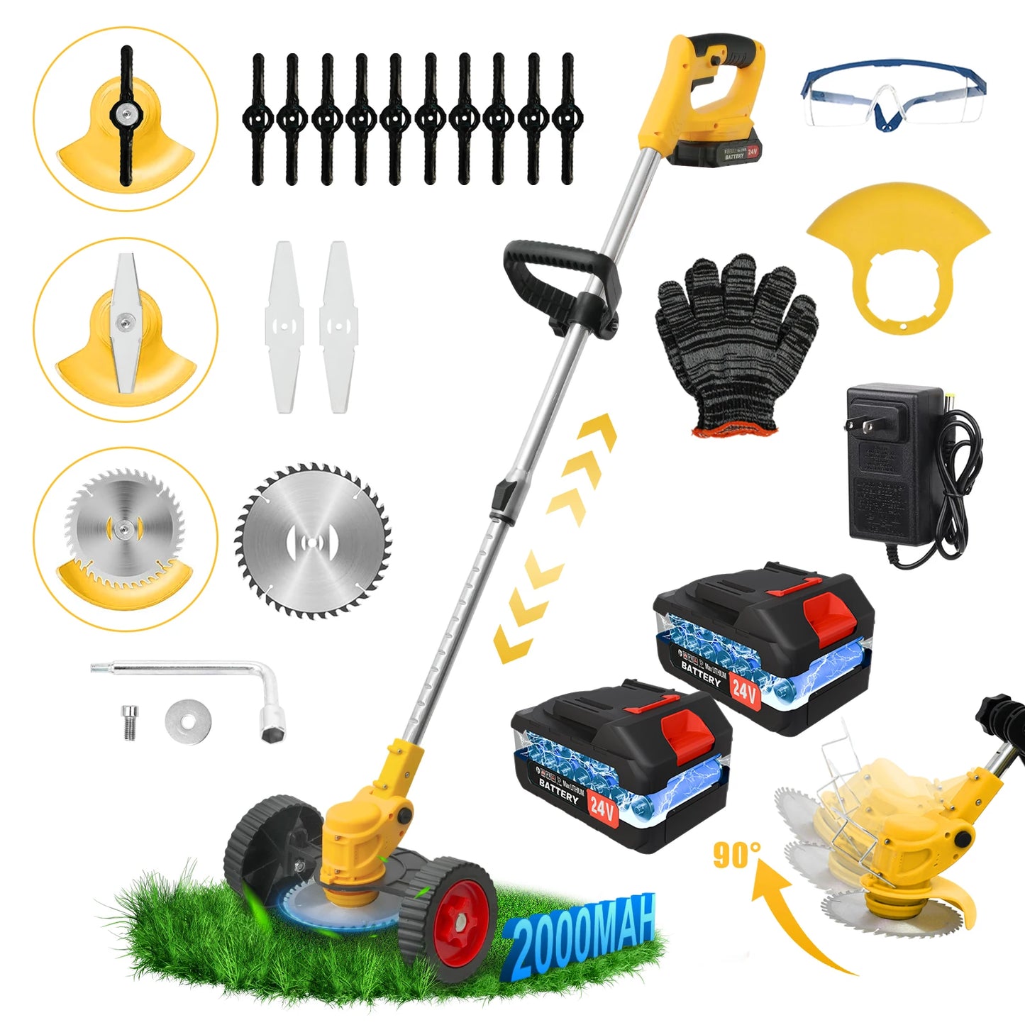 Cordless 21V Brushless Electric Grass Trimmer With Charger