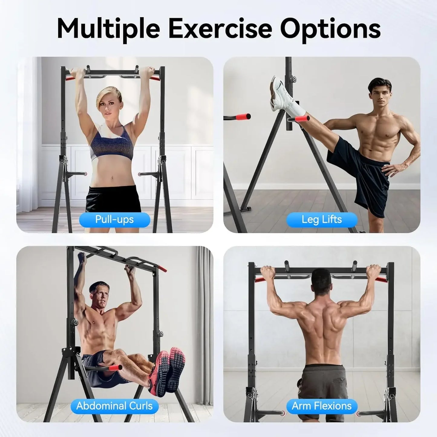 Height Adjustable Pull Up Bar Dip Station Power Tower Workout Chin Up Gym Equipment