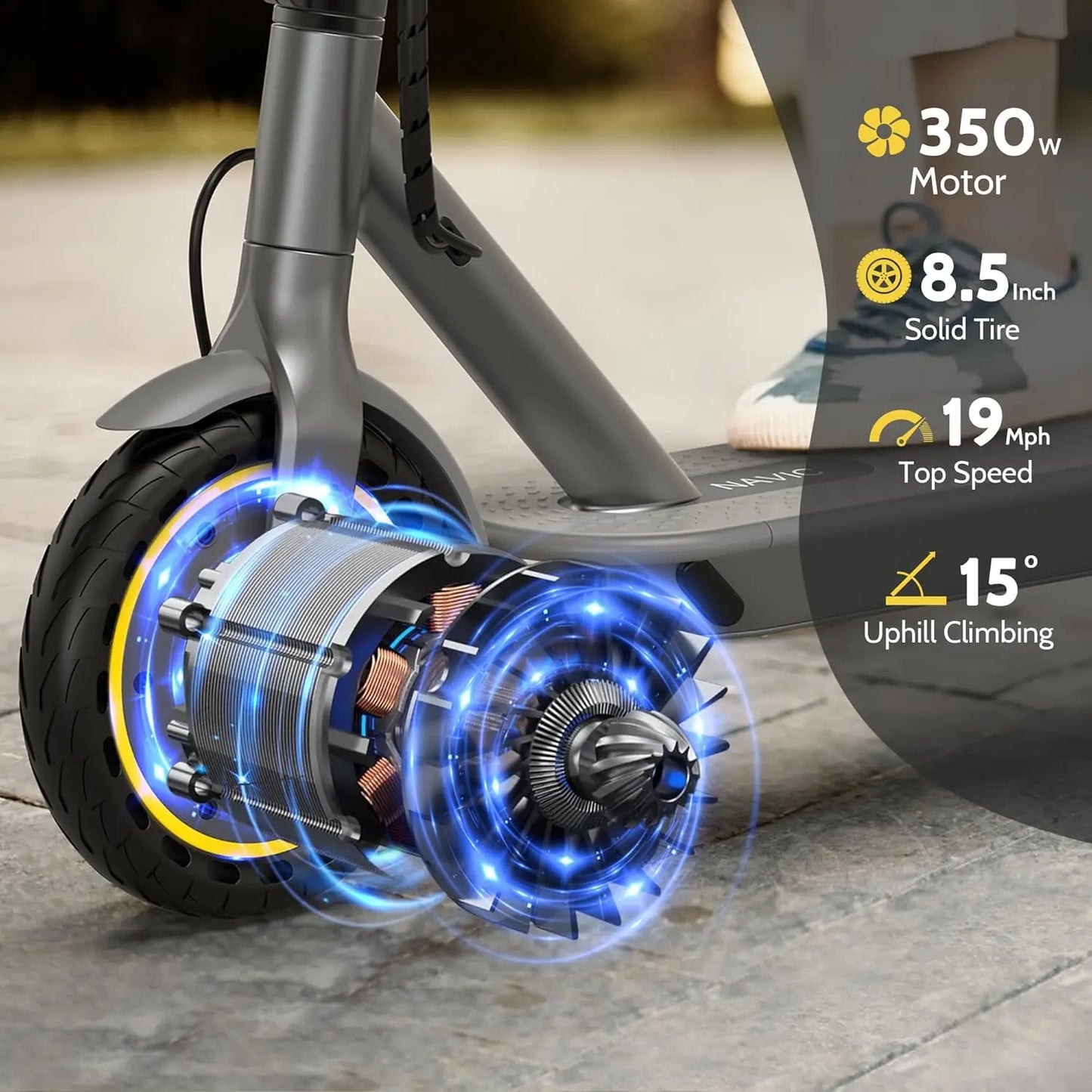 NAVIC Folding Electric Scooter 350W Motor Smart App Control Adult