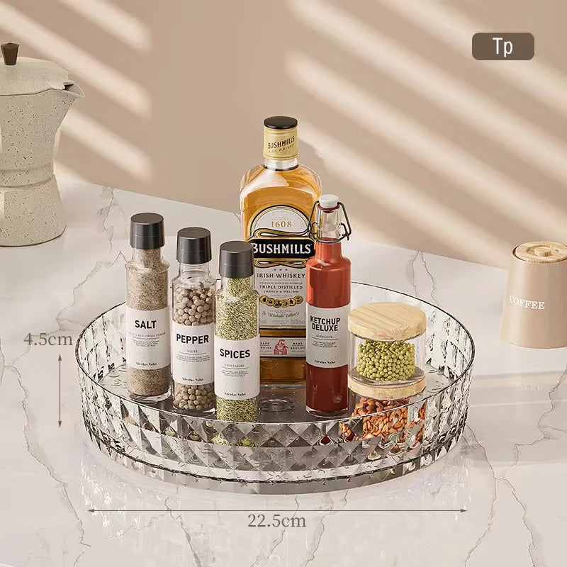 Non-Slip 360 Degree Rotating Kitchen Spice Rack Tray