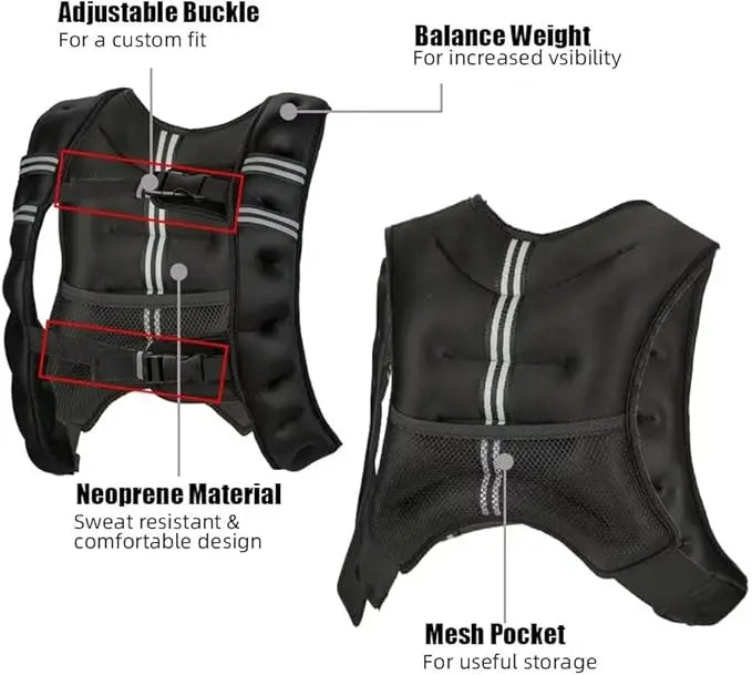 Weighted Vest With 12 To 30 Lbs Adjustable Weights