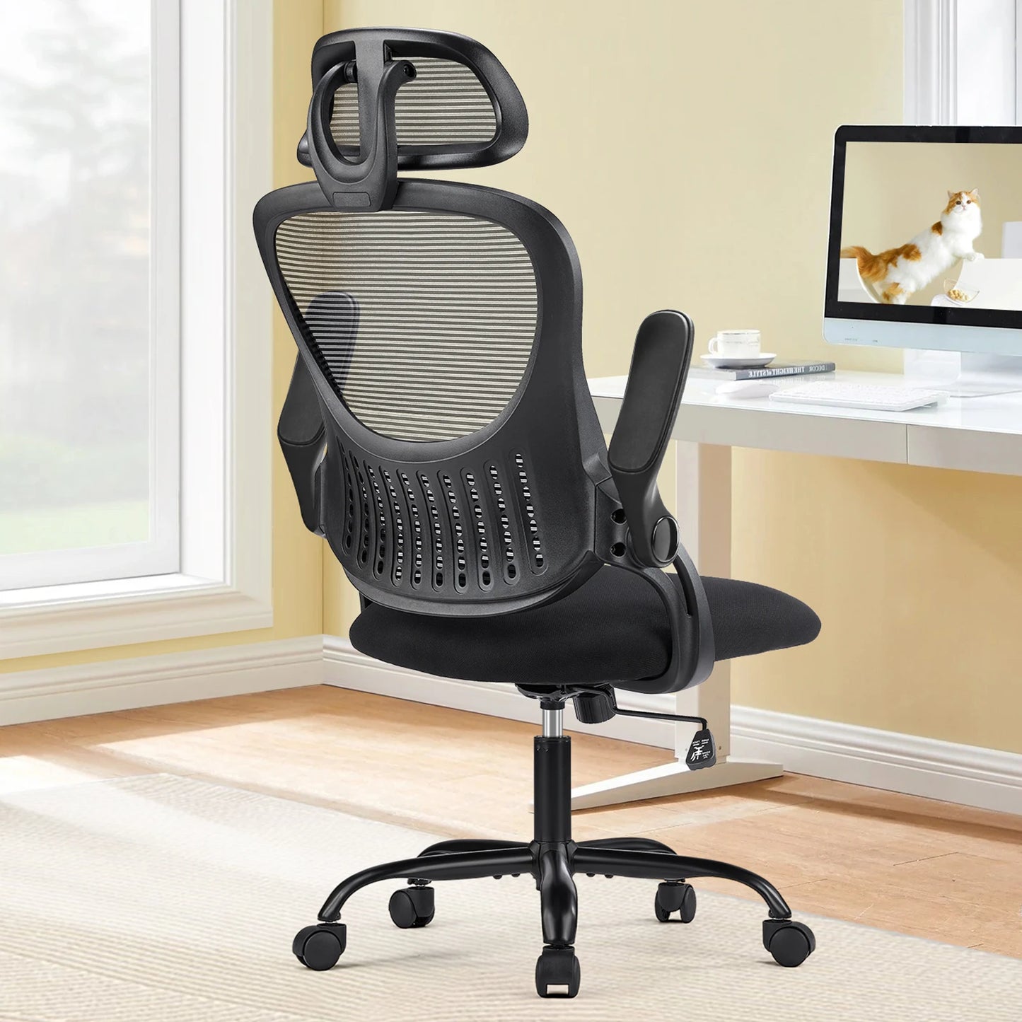 JHK Mesh Ergonomic Office Chair Adjustable Headrest And Lumbar Support