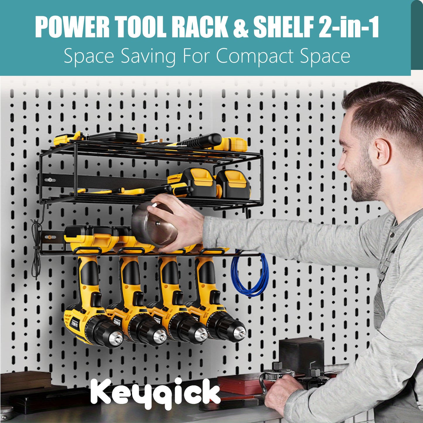 Heavy Duty Multi-Function Double Layer Wall Mount Tool Rack