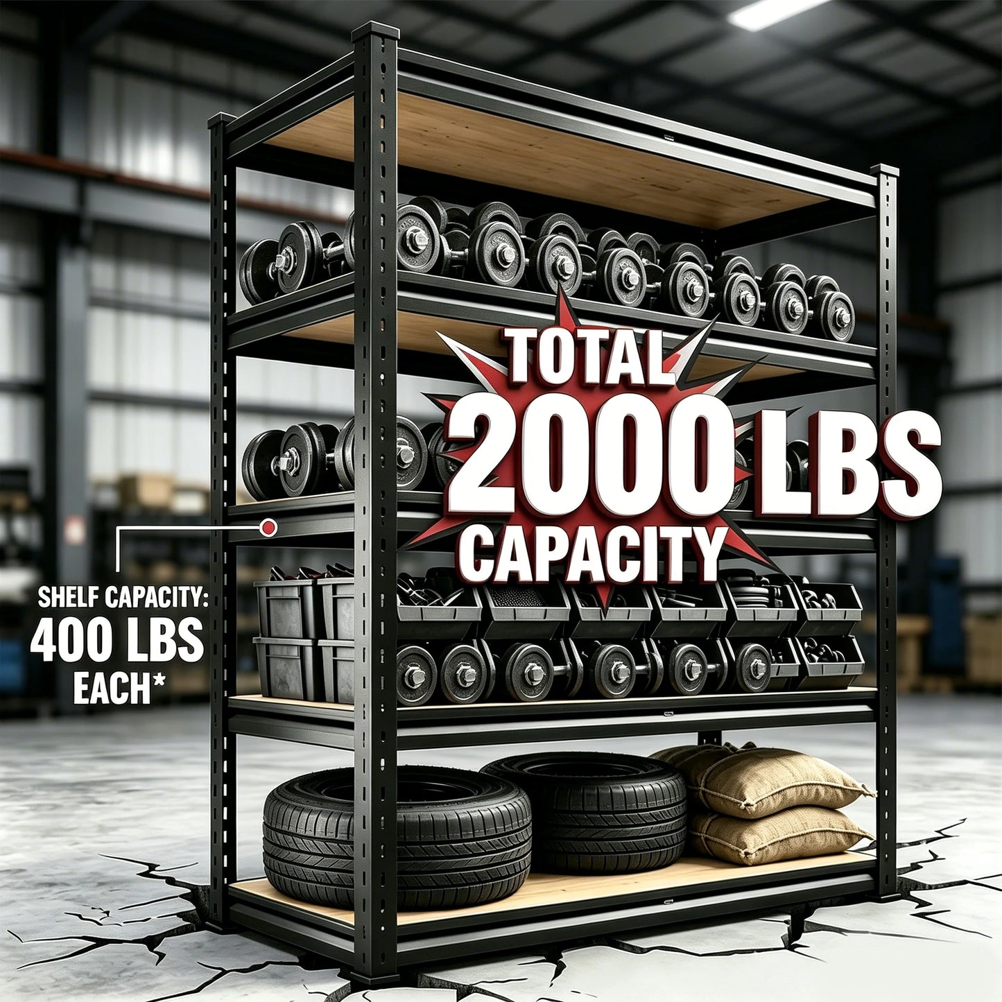 Heavy Duty Metal Storage Rack 5 Tier Utility Shelf