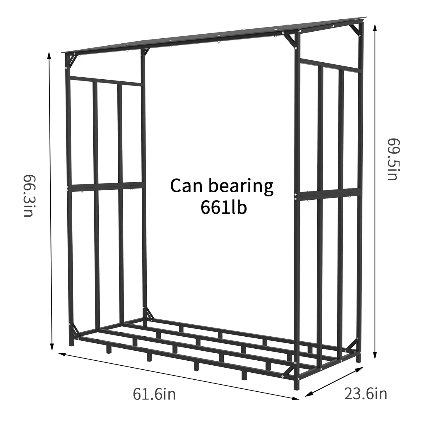 Heavy Duty Metal Outdoor Firewood Rack With Waterproof Cover
