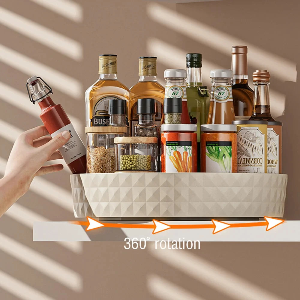 360 Degree Rotating Kitchen Spice Rack Storage Tray