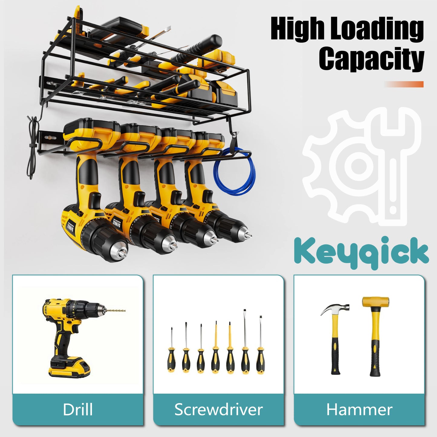 Heavy Duty Multi-Function Double Layer Wall Mount Tool Rack