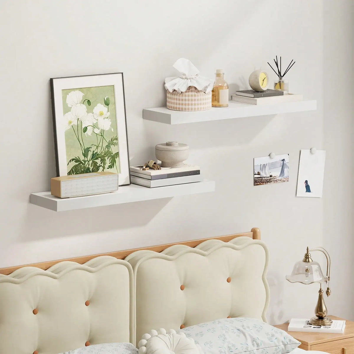 Rustic Floating Wall Shelves Set for Farmhouse Storage and Display