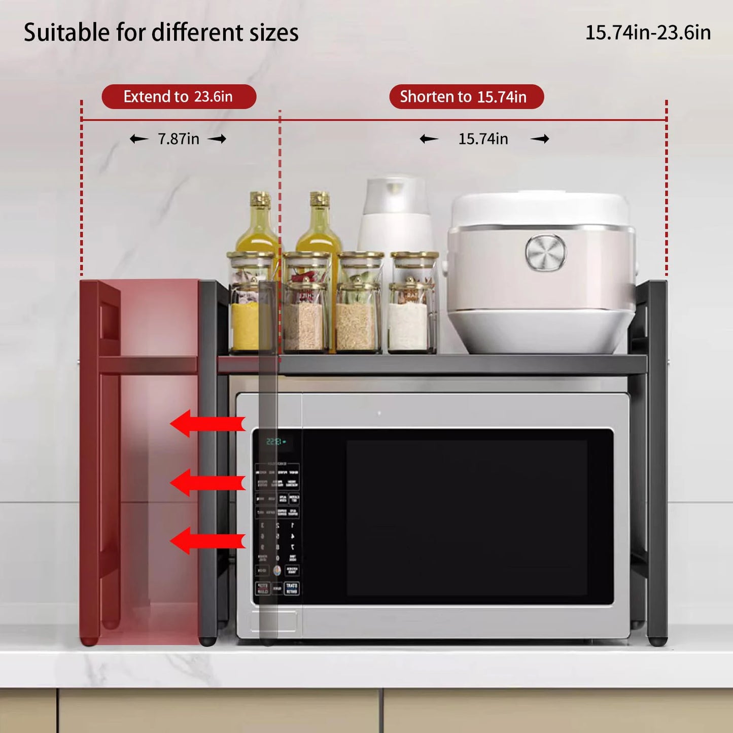 Expandable Microwave Shelf Organizer For Countertop Tableware Storage