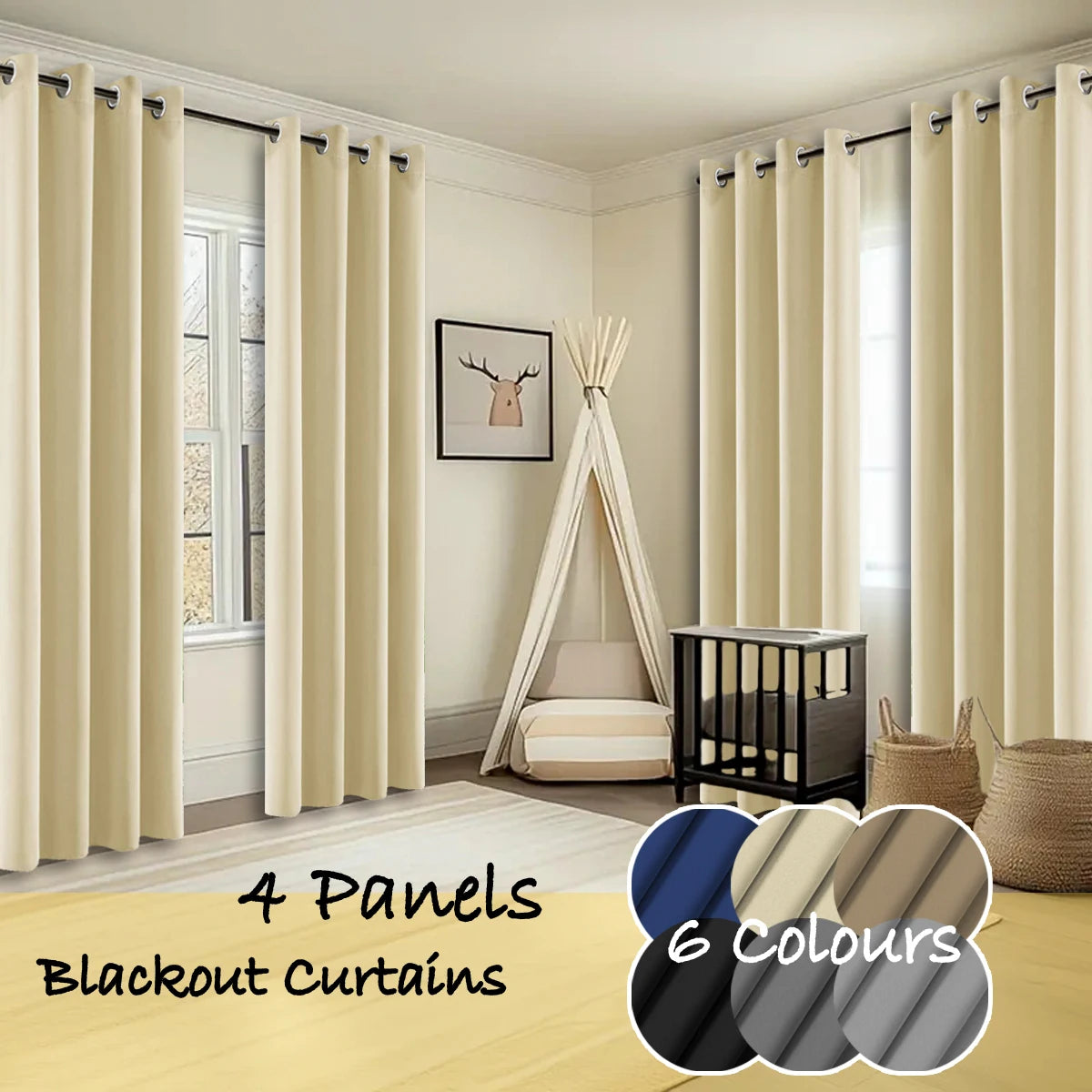 Thermal Insulated Blackout Curtains With Ring Top for Bedroom Windows